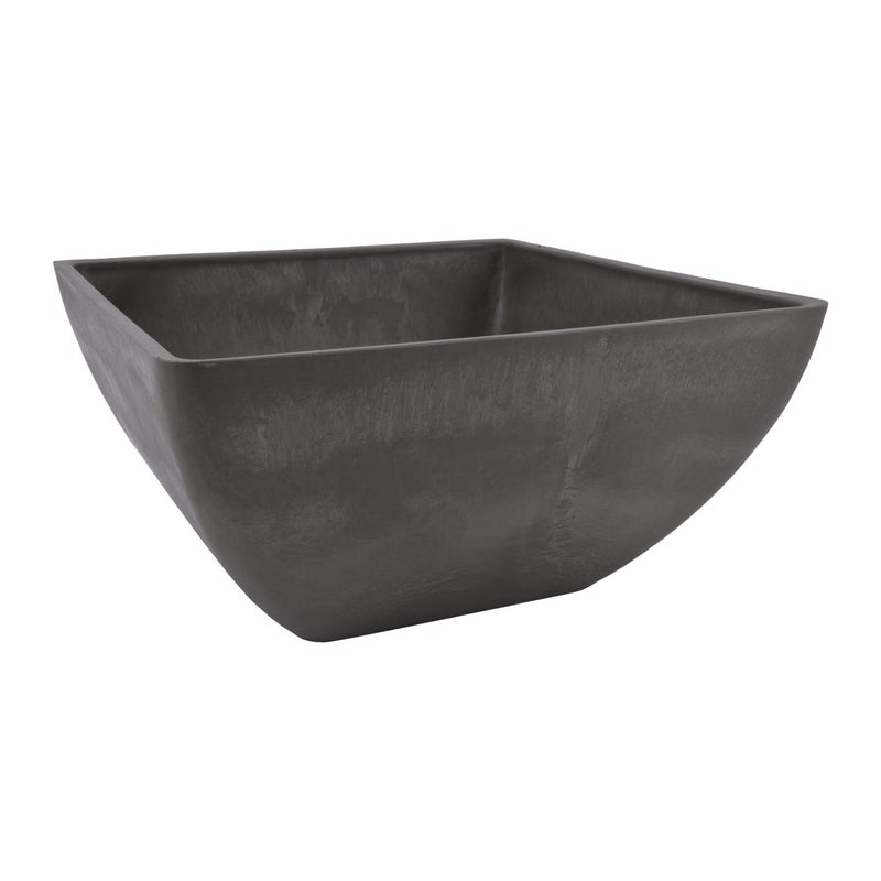 PSW Pot Collection 12x6 inch Plastic/Stone/Wood Composite Square Planter â€“ No Drainage Hole (Drillable), Modern Indoor/Outer Pot for Flowers, Foliage, Succulents, Fairy Gardens, Dark Charcoal - Image 1